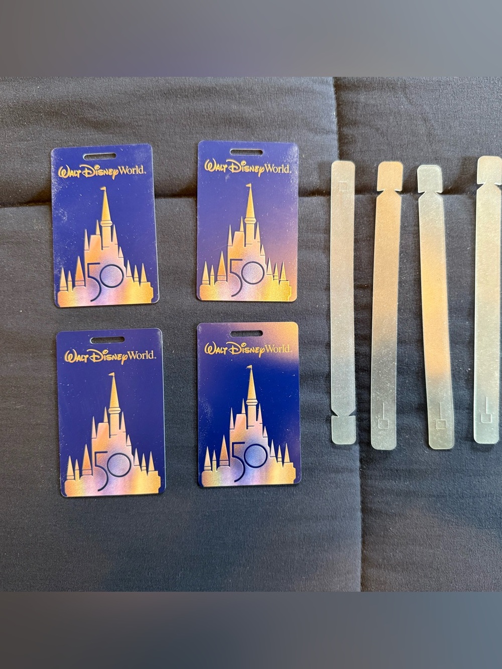 Walt Disney World 50th Anniversary Luggage Tags & Straps Set of 4 Rare
